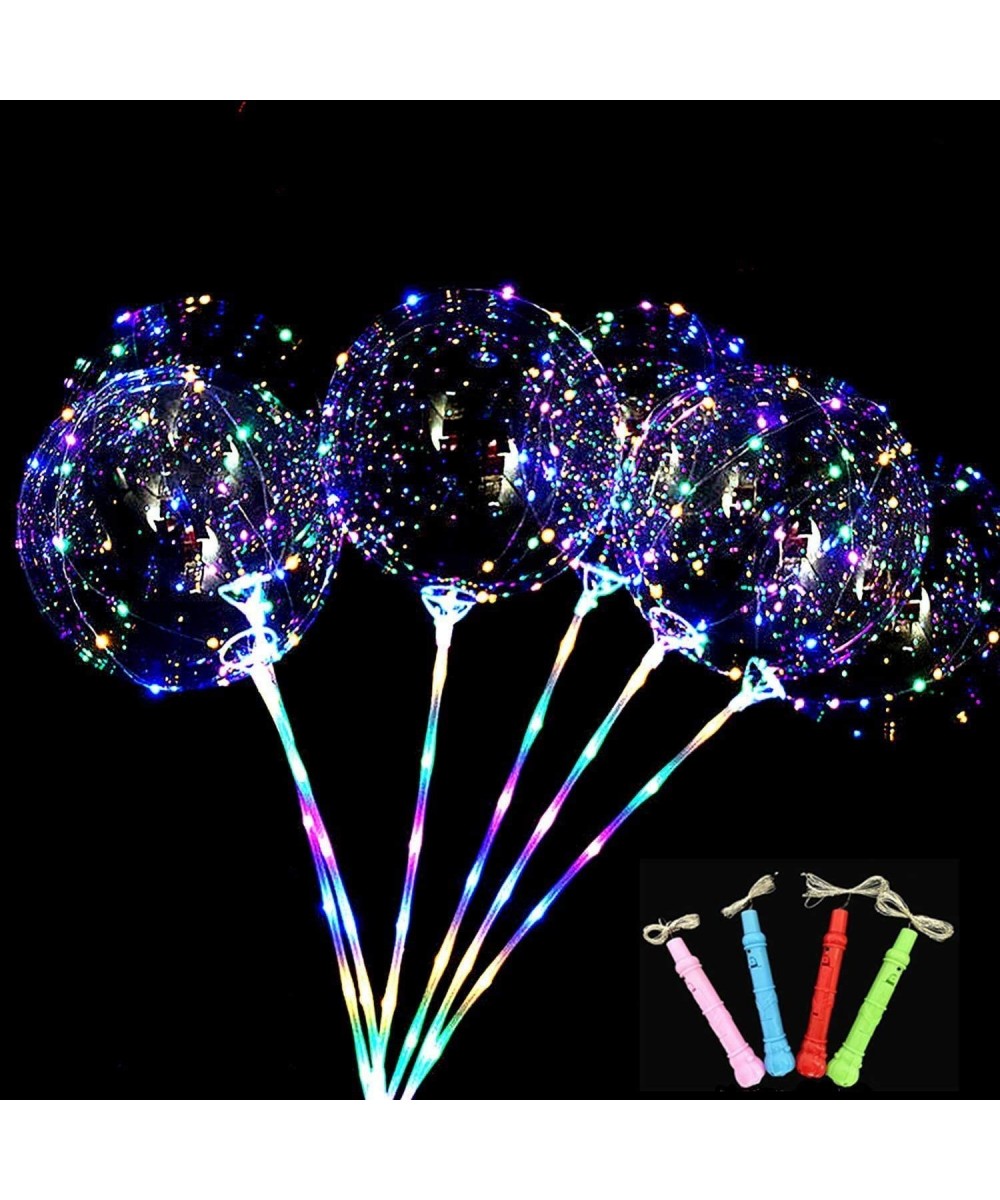 20 Inch 10 PCS 3 Modes Flashing Handles LED Light Up BoBo Balloons Colorful with Sticks 10 PCS Transparent Balloons for Heliu...