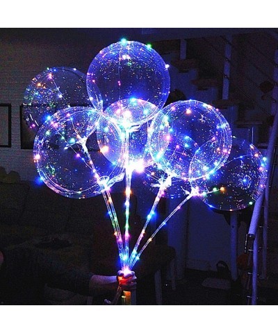 20 Inch 10 PCS 3 Modes Flashing Handles LED Light Up BoBo Balloons Colorful with Sticks 10 PCS Transparent Balloons for Heliu...