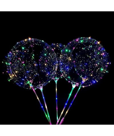 20 Inch 10 PCS 3 Modes Flashing Handles LED Light Up BoBo Balloons Colorful with Sticks 10 PCS Transparent Balloons for Heliu...