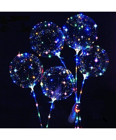 20 Inch 10 PCS 3 Modes Flashing Handles LED Light Up BoBo Balloons Colorful with Sticks 10 PCS Transparent Balloons for Heliu...