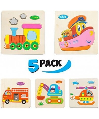 Smart Kids - Wooden Puzzles for Toddlers - 5 Pack - Baby Puzzles Age 3+ Toddler Puzzles for Boys and Girls - Transport Set - ...