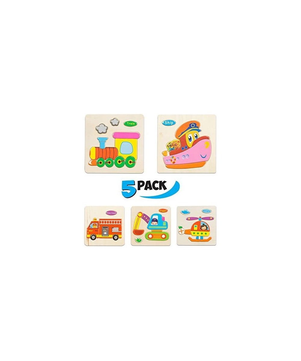 Smart Kids - Wooden Puzzles for Toddlers - 5 Pack - Baby Puzzles Age 3+ Toddler Puzzles for Boys and Girls - Transport Set - ...