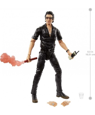 Jurassic World Amber Collection Dr. Ian Malcolm 6-in Action Figure Swappable Hands Movie-Inspired Radio Flare & Water Cup Acc...