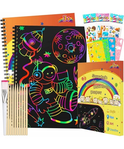 Scratch Paper Art Set Books for Kids 2 Pack Rainbow Magic Scratch Off Art Craft Drawing Note Pad Supplies Kits for Kids Activ...