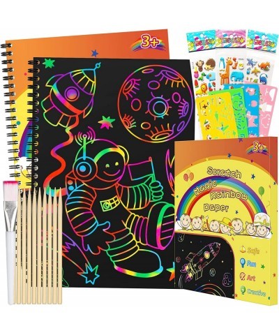 Scratch Paper Art Set Books for Kids 2 Pack Rainbow Magic Scratch Off Art Craft Drawing Note Pad Supplies Kits for Kids Activ...