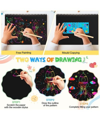 Scratch Paper Art Set Books for Kids 2 Pack Rainbow Magic Scratch Off Art Craft Drawing Note Pad Supplies Kits for Kids Activ...