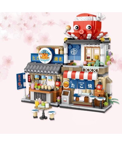 GP&Home 722Pcs Japanese Street View Takoyaki Shop Bricks Model Set MOC DIY Building Block Assembly Mini Particle Construction...