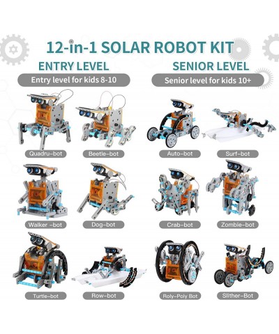 12-in-1 STEM Solar Robot Kit Toys Gifts for Kids 8 9 10 11 12 13 Years Old Educational Building Science Experiment Set Birthd...