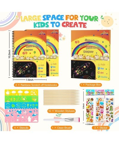 Scratch Paper Art Set Books for Kids 2 Pack Rainbow Magic Scratch Off Art Craft Drawing Note Pad Supplies Kits for Kids Activ...