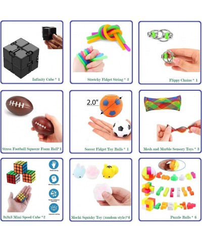 23Pcs Sensory Fidget Toys Set for Stress Relief and Anti Anxiety Party Favor Toy for Kids Adults Stress Balls Infinite Cube T...