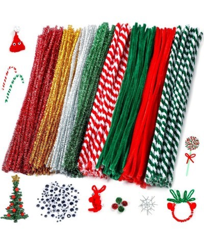 Christmas Pipe Cleaners 420 Pcs Christmas Pipe Cleaners Craft Set Including 320Pcs Pipe Cleaners &100Pcs Wiggle Googly Eyes S...