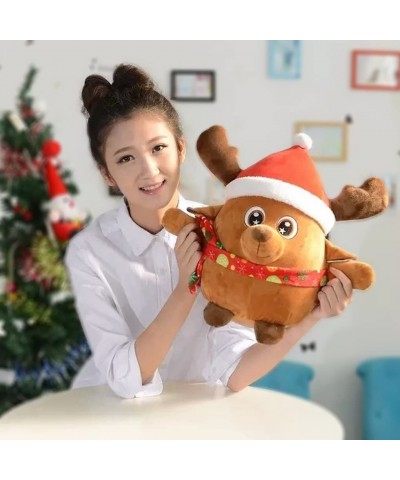 Merry Christmas Decoration Animated Musical Santa Claus Elk Figurine LED Glowing Soft Plush Stuffed Doll Singing Christmas Pu...