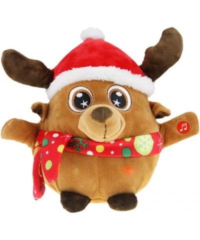 Merry Christmas Decoration Animated Musical Santa Claus Elk Figurine LED Glowing Soft Plush Stuffed Doll Singing Christmas Pu...