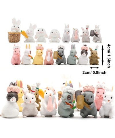 16 Pcs Rabbit Toy Figure Lovely Bunny Figurines Playset Decorative Birthday Cake Topper Miniature Garden Animal Decoration Gi...