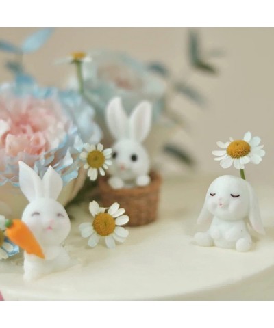 16 Pcs Rabbit Toy Figure Lovely Bunny Figurines Playset Decorative Birthday Cake Topper Miniature Garden Animal Decoration Gi...