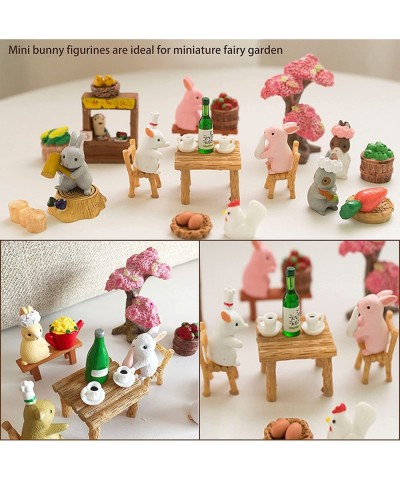 16 Pcs Rabbit Toy Figure Lovely Bunny Figurines Playset Decorative Birthday Cake Topper Miniature Garden Animal Decoration Gi...