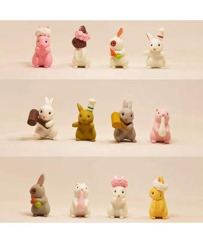 16 Pcs Rabbit Toy Figure Lovely Bunny Figurines Playset Decorative Birthday Cake Topper Miniature Garden Animal Decoration Gi...