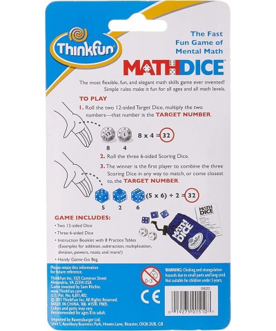 ThinkFun Math Dice Fun Game that Teaches Mental Math Skills to Kids Age 8 and Up $17.08 Early Development & Activity Toys