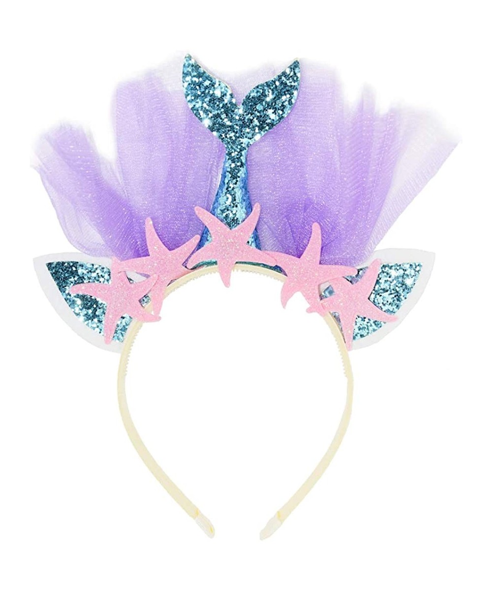 Glitter Mermaid Headband for Birthday Girl Mermaid Tail Tulle Head Band Under the Sea Party Headwear $19.04 Kids' Dress-Up Ac...