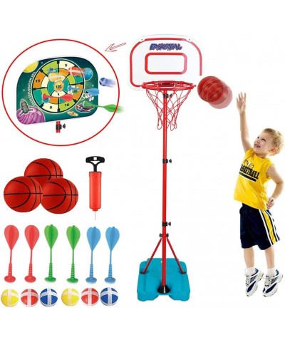 Kids Basketball Hoop Stand with Dart Board - Portable Indoor Outdoor Mini Hoop Basketball Goal Adjustable Height 3.2ft-6.2ft ...