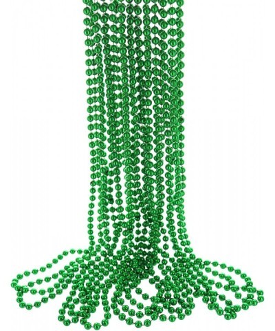 33" 7mm Metallic Green Beaded Necklaces Bulk Mardi Gras Party Beads Necklaces Holiday Beaded Costume Necklace for Party (Gree...