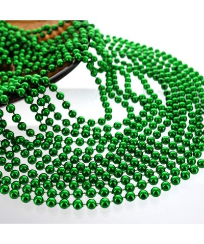 33" 7mm Metallic Green Beaded Necklaces Bulk Mardi Gras Party Beads Necklaces Holiday Beaded Costume Necklace for Party (Gree...