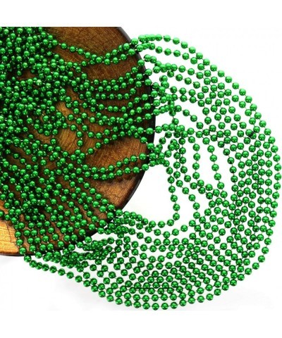 33" 7mm Metallic Green Beaded Necklaces Bulk Mardi Gras Party Beads Necklaces Holiday Beaded Costume Necklace for Party (Gree...