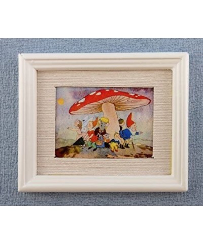 House Miniature Accessory Toadstool Shelter Picture Painting White Frame $22.52 Dollhouse Accessories