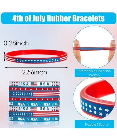 Fourth of July Patriotic Rubber Bracelets American Flag Red White Blue Silicone Wristband Bracelets Independence Day Party Fa...