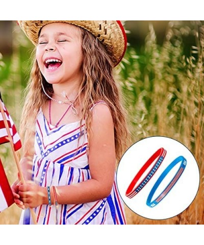 Fourth of July Patriotic Rubber Bracelets American Flag Red White Blue Silicone Wristband Bracelets Independence Day Party Fa...