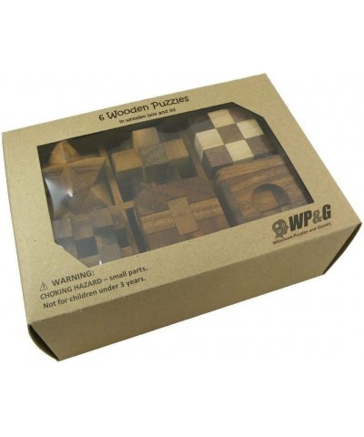 6 Wooden Puzzle Gift Set in A Wood Box - 3D Unique IQ Puzzles $50.25 Brain Teaser Puzzles