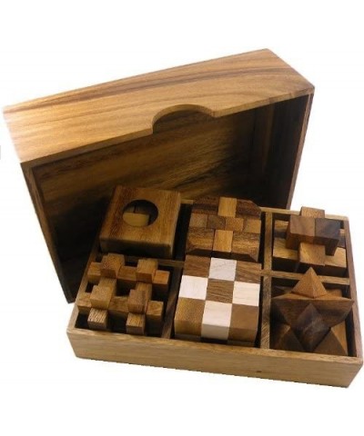 6 Wooden Puzzle Gift Set in A Wood Box - 3D Unique IQ Puzzles $50.25 Brain Teaser Puzzles