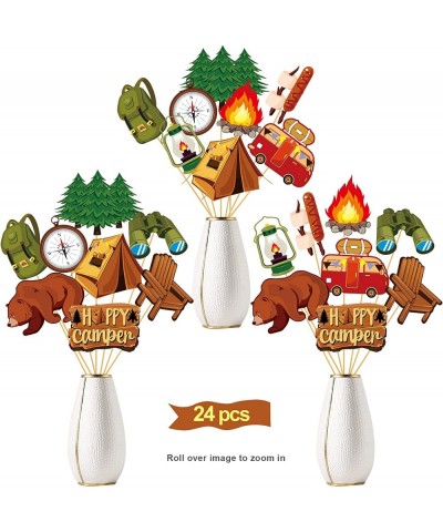 Camping Party Decorations Centerpiece Sticks 24pcs Camp Theme Table Topper Party Supplies Happy Camper Birthday Adventure Bab...