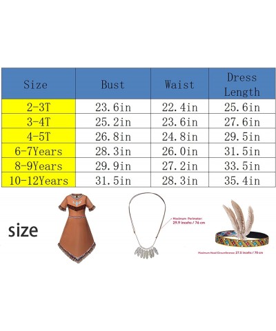 Native American Costume Girls Dress Indigenous American Indians Kids Cosplay 2-12 Years $32.94 Kids' Costumes