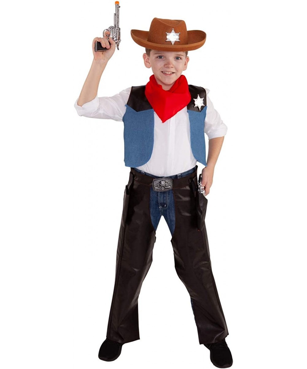 Kids Cowboy Costume For Boys Sheriff Costume Western Chaps Vest Wild West Halloween Costumes For Boys $65.91 Kids' Costumes