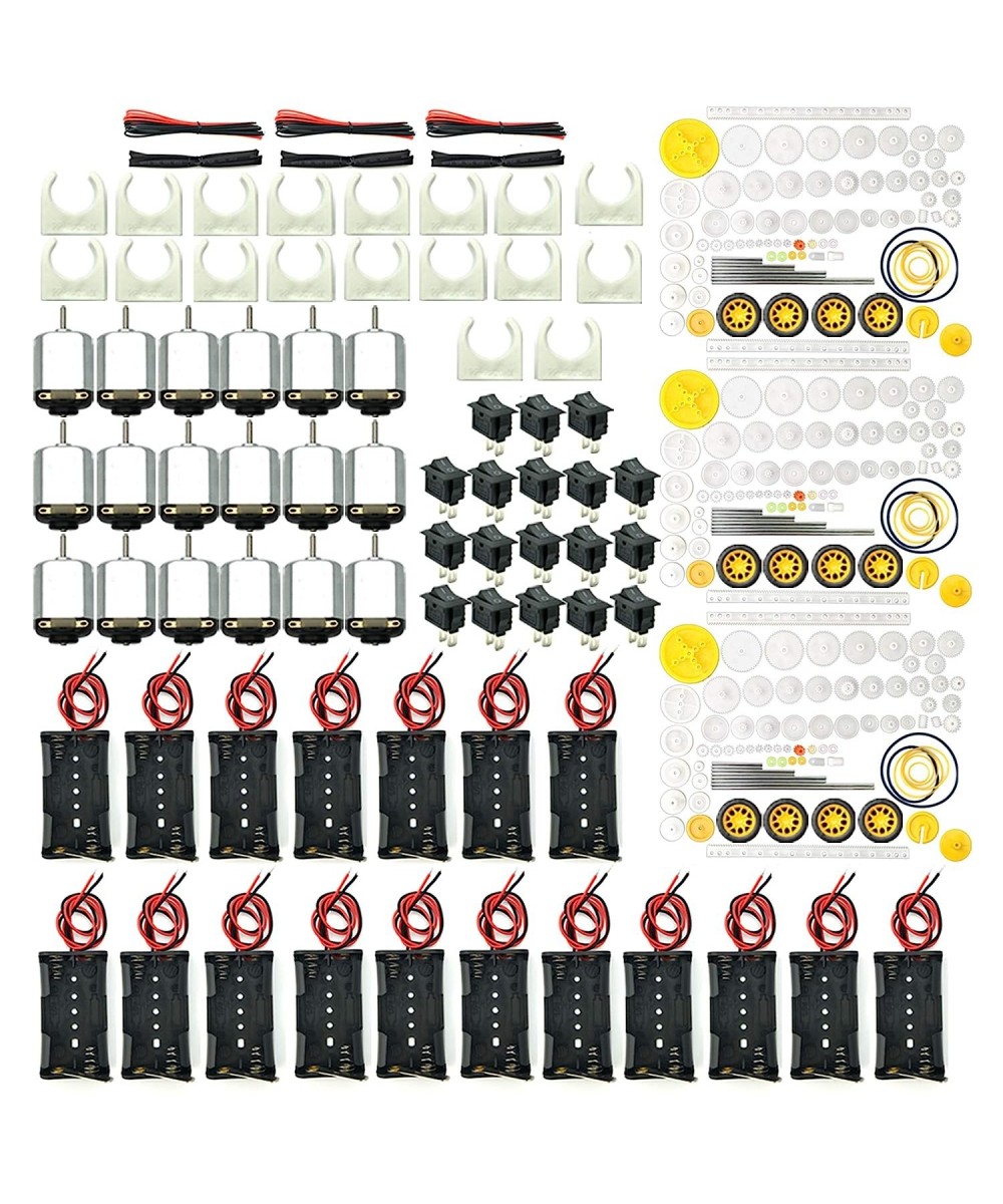 18 Set DC Motors Kit Mini Electric 1.5-3V 24000RPM Hobby Motor with 252Pcs Plastic Gears 2 x AA Battery Holder Wires for STEM...