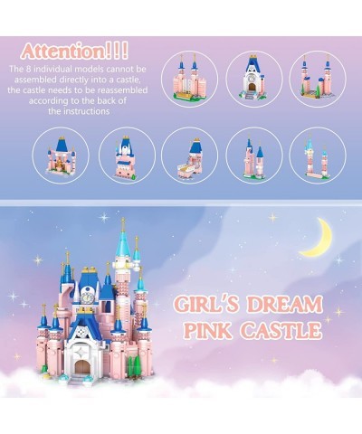 Princess Castle Building Blocks Toys for Kids 596 Pcs Pink Palace Girls Princess Castle Roleplay Building Set Stem Learning C...