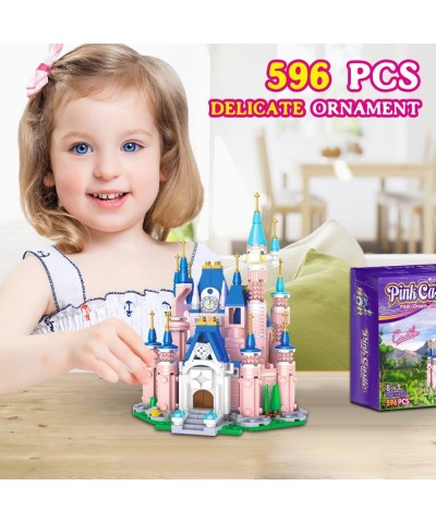 Princess Castle Building Blocks Toys for Kids 596 Pcs Pink Palace Girls Princess Castle Roleplay Building Set Stem Learning C...