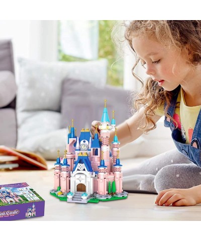 Princess Castle Building Blocks Toys for Kids 596 Pcs Pink Palace Girls Princess Castle Roleplay Building Set Stem Learning C...