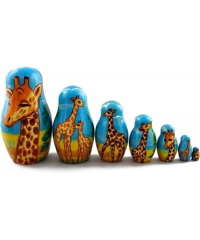 Matryoshka Babushka Russian Nesting Wooden Stacking Doll Giraffes in Africa 7 Pcs $60.26 Nesting Dolls