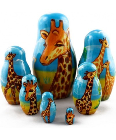 Matryoshka Babushka Russian Nesting Wooden Stacking Doll Giraffes in Africa 7 Pcs $60.26 Nesting Dolls