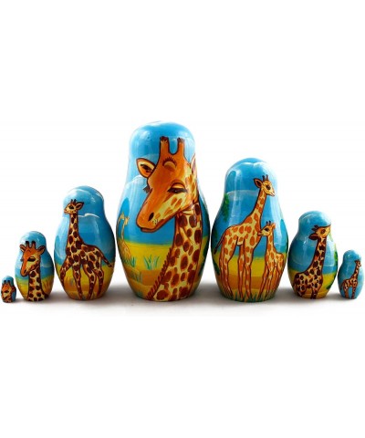 Matryoshka Babushka Russian Nesting Wooden Stacking Doll Giraffes in Africa 7 Pcs $60.26 Nesting Dolls