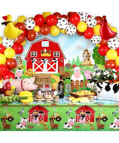 Farm Animals Theme Party Decorations Farm Barn Animals Backdrop Banner Farmhouse Animals Decor Party Tablecloth Balloon Arch ...