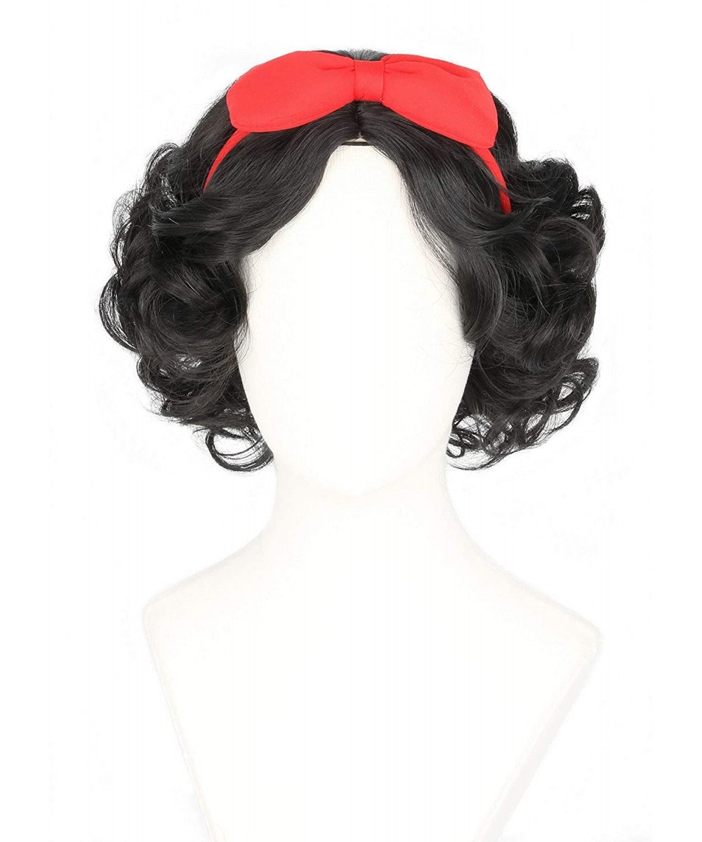 Kids Girls Wig with Bow Headband Short Black Wig Curly For Halloween Costume Cosplay $33.37 Kids' Dress-Up Accessories