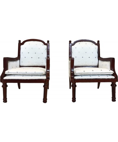 Set of 2 | Wooden Dollhouse Armchairs | Dinning Lounge Chairs | Dolls House Furniture | Dark Brown Walnut Finish | 1/12 Scale...