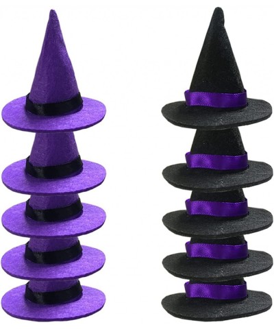 10 Pieces Halloween Mini Witch Hats Halloween Party Hat Bottle Cap Hats Wine Bottle Toppers with Ribbon Witch Party Craft for...