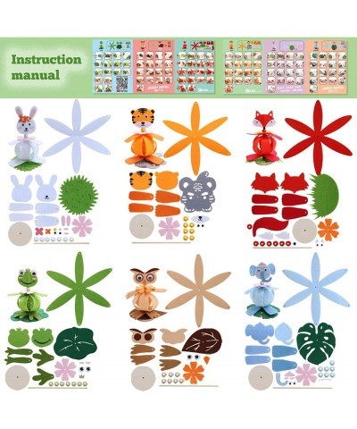 Animal Craft Kit for Kids - Art and Craft DIY Early Educational Toys Suitable for Girls & Boys Pack 6 Include Frog Fox Elepha...