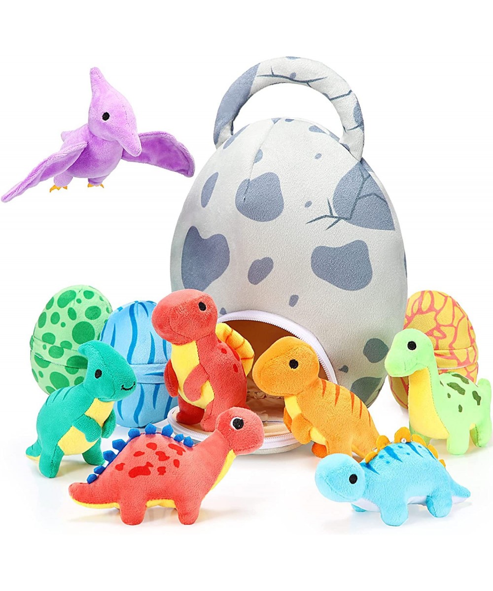 11 Pieces Dinosaur Stuffed Animal Small Dino Plush Toy and Egg Bag Set Stuffed Dinosaur Cute Stuffed Animals Plush Toys Soft ...