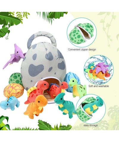 11 Pieces Dinosaur Stuffed Animal Small Dino Plush Toy and Egg Bag Set Stuffed Dinosaur Cute Stuffed Animals Plush Toys Soft ...