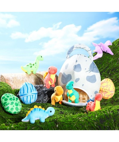 11 Pieces Dinosaur Stuffed Animal Small Dino Plush Toy and Egg Bag Set Stuffed Dinosaur Cute Stuffed Animals Plush Toys Soft ...